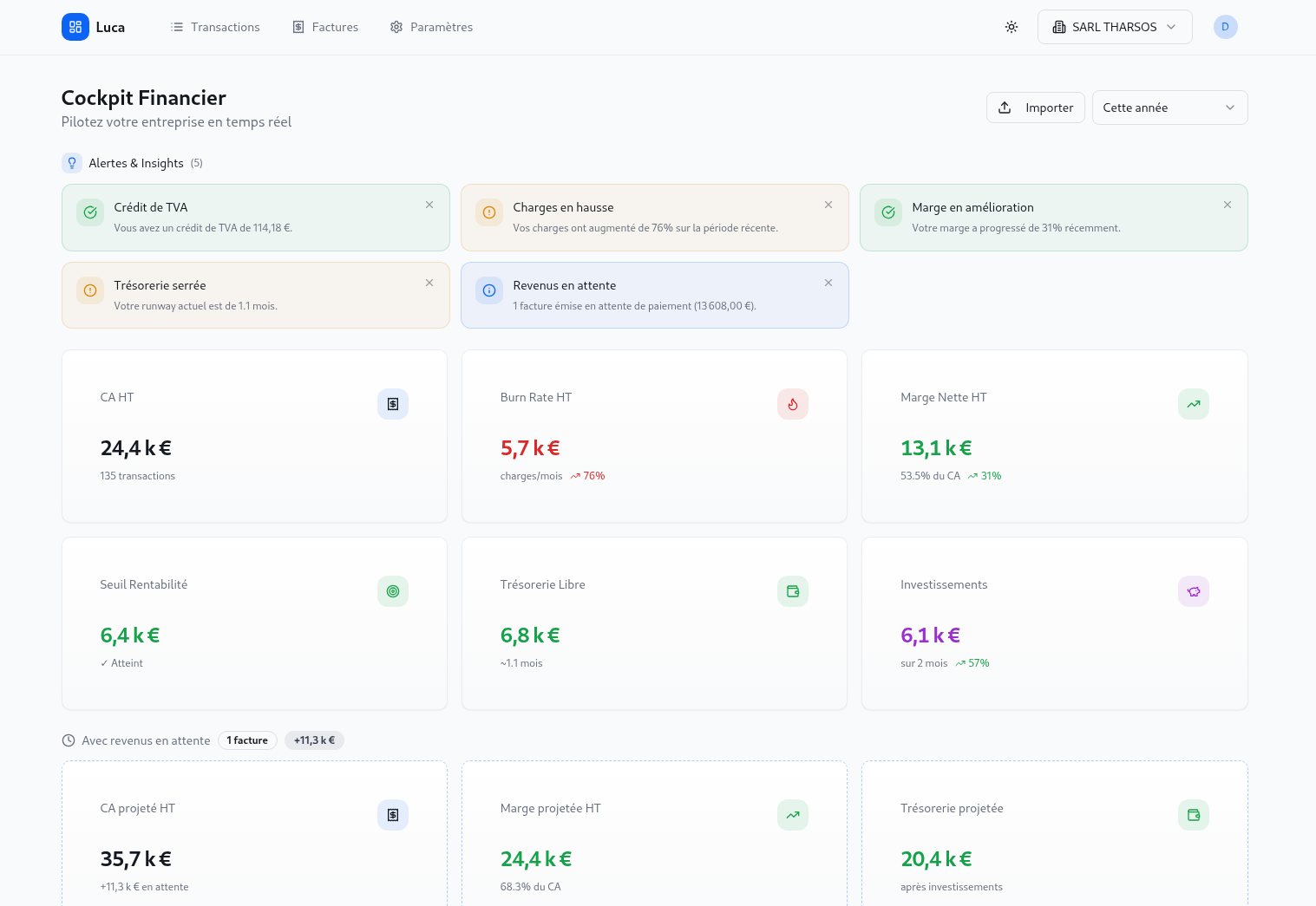 Capture d'écran du projet Luca